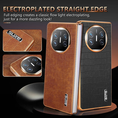 For Huawei Mate X3 / X5 AZNS Electroplated Frame Crocodile Texture Full Coverage Phone Case(Black)