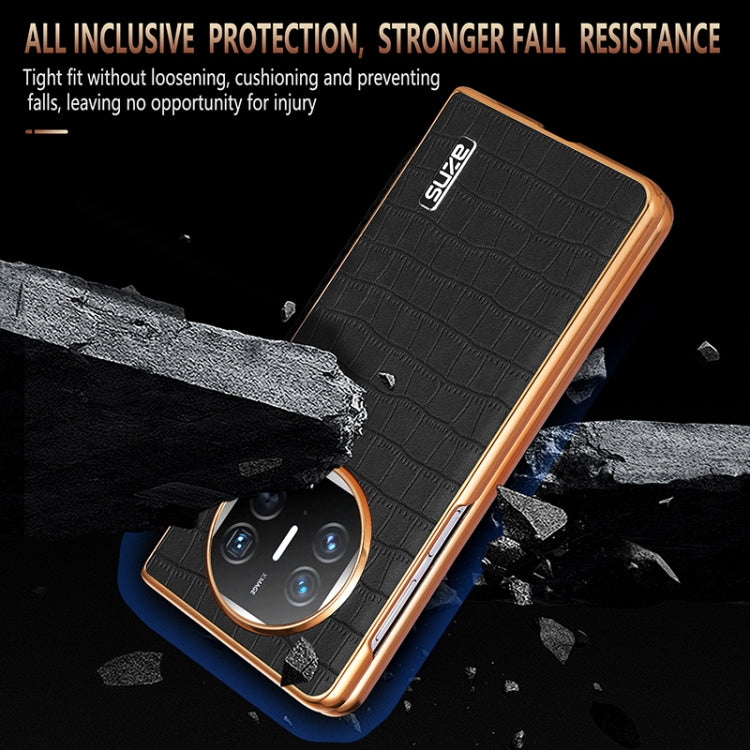 For Huawei Mate X3 / X5 AZNS Electroplated Frame Crocodile Texture Full Coverage Phone Case(Black)