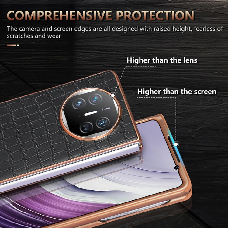 For Huawei Mate X3 / X5 AZNS Electroplated Frame Crocodile Texture Full Coverage Phone Case(Brown)