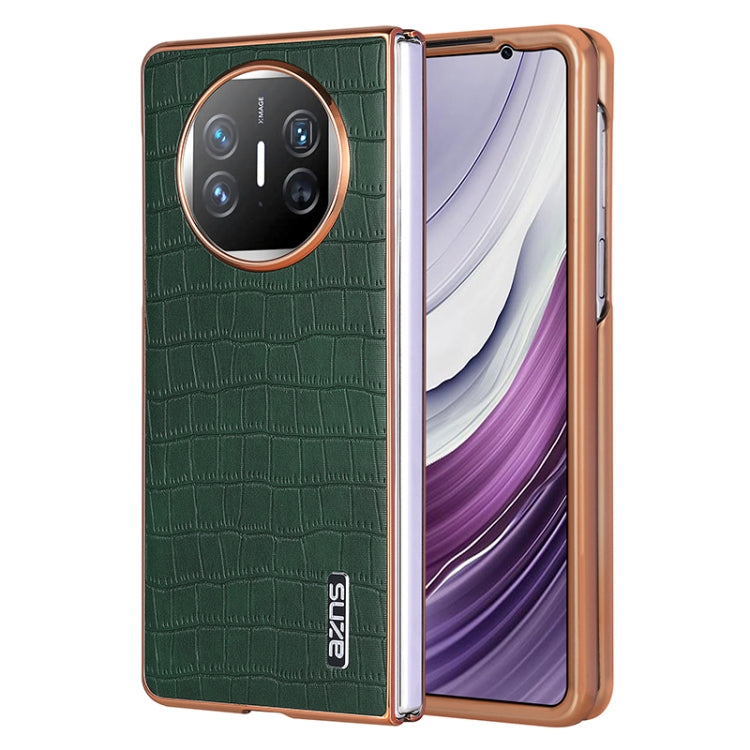 Pour Huawei Mate X3 / X5 Coque de téléphone à Couverture complète avec Cadre Électroplaqué et Texture Crocodile AZNS (Vert)
