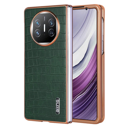 Pour Huawei Mate X3 / X5 Coque de téléphone à Couverture complète avec Cadre Électroplaqué et Texture Crocodile AZNS (Vert)