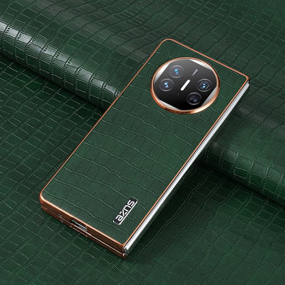 Pour Huawei Mate X3 / X5 Coque de téléphone à Couverture complète avec Cadre Électroplaqué et Texture Crocodile AZNS (Vert)
