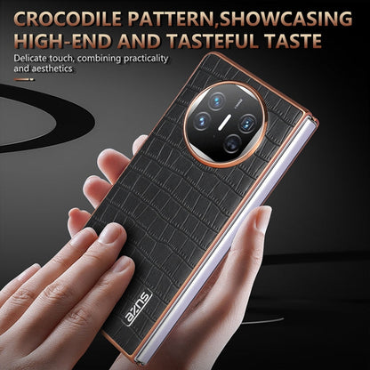 Pour Huawei Mate X3 / X5 Coque de téléphone à Couverture complète avec Cadre Électroplaqué et Texture Crocodile AZNS (Vert)