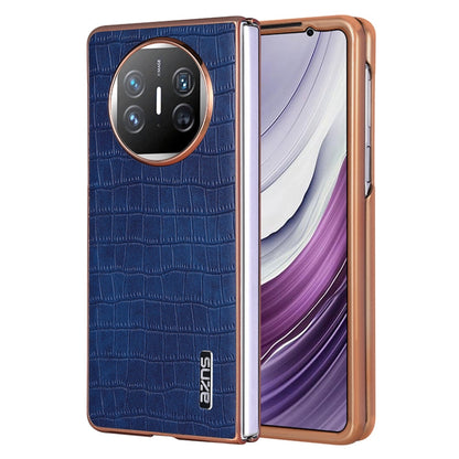 For Huawei Mate X3 / X5 AZNS Electroplated Frame Crocodile Texture Full Coverage Phone Case(Blue)