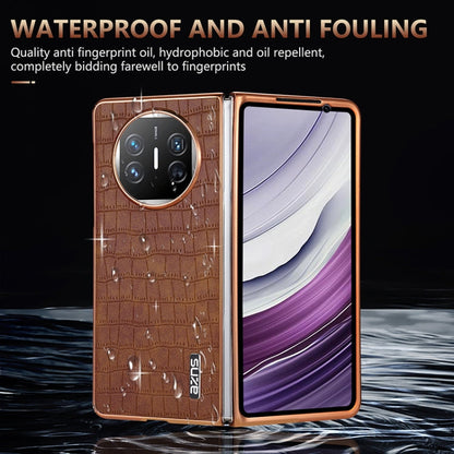 For Huawei Mate X3 / X5 AZNS Electroplated Frame Crocodile Texture Full Coverage Phone Case(Blue)