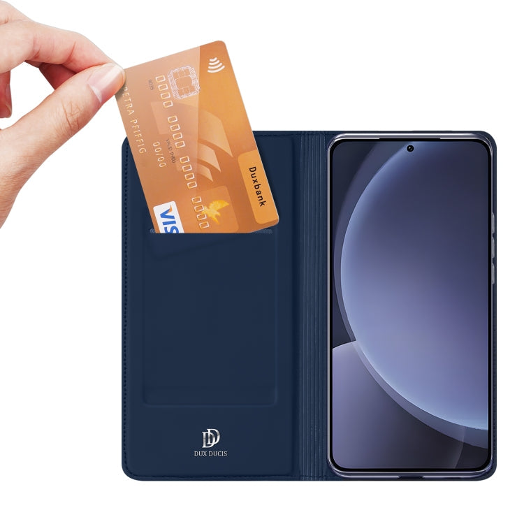 Pour Samsung Galaxy S25 5G DUX DUCIS Skin Pro Series Étui portefeuille en cuir (Bleu)