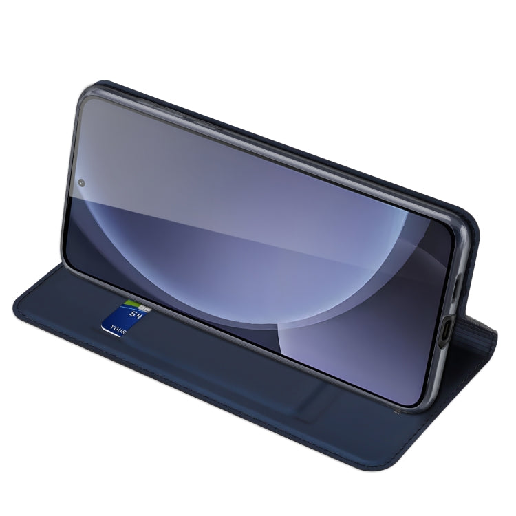 Pour Samsung Galaxy S25 5G DUX DUCIS Skin Pro Series Étui portefeuille en cuir (Bleu)