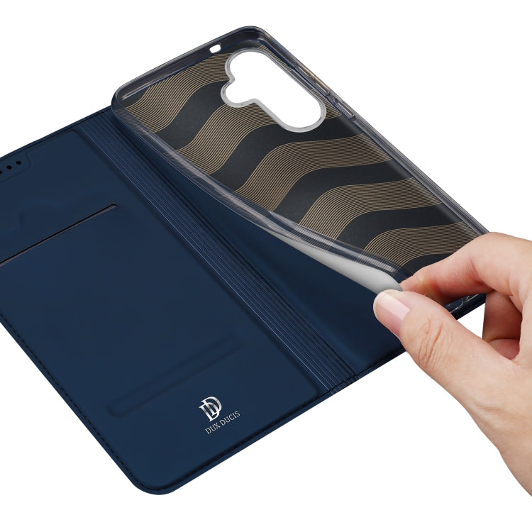 Pour Samsung Galaxy S25 5G DUX DUCIS Skin Pro Series Étui portefeuille en cuir (Bleu)
