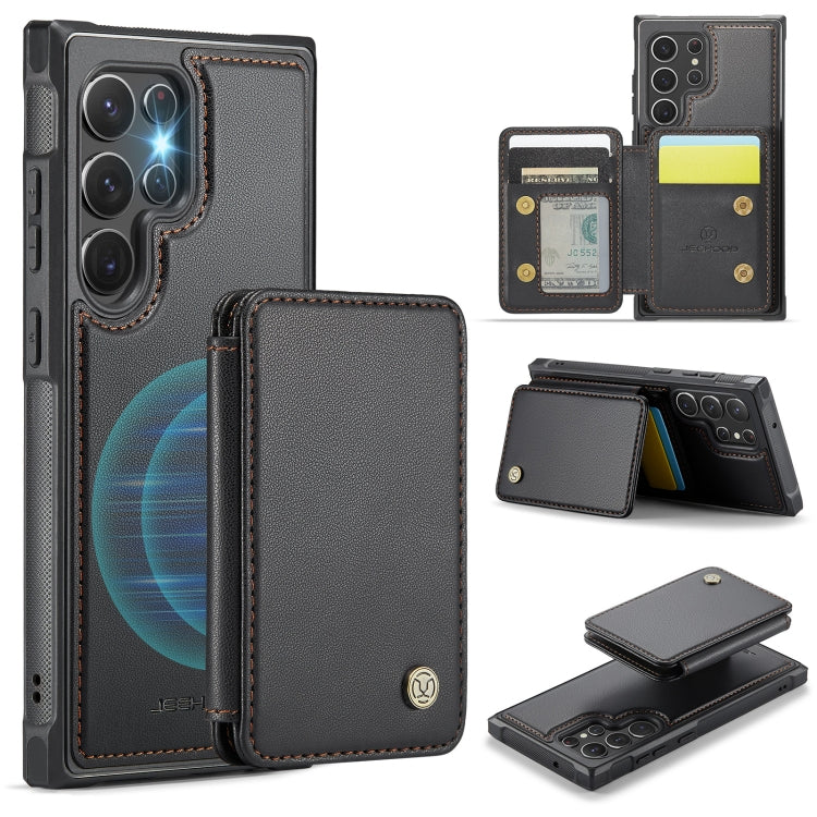 Pour Samsung Galaxy S22 Ultra 5G JEEHOOD J05 Housse de téléphone en cuir avec style magnétique d'affaires et protection RFID (noir)