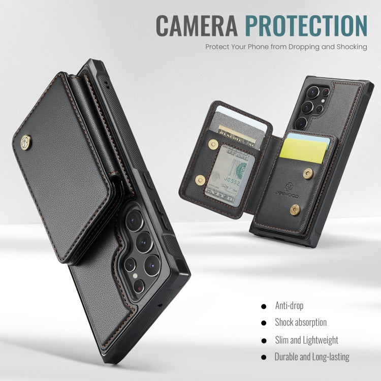 Pour Samsung Galaxy S22 Ultra 5G JEEHOOD J05 Housse de téléphone en cuir avec style magnétique d'affaires et protection RFID (noir)