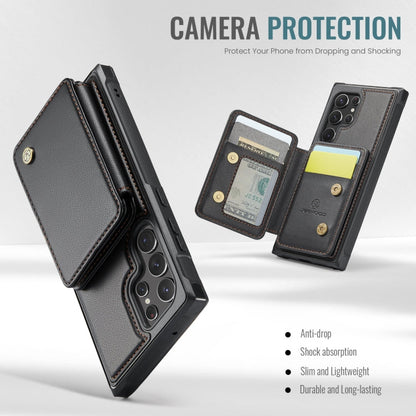Pour Samsung Galaxy S22 Ultra 5G JEEHOOD J05 Housse de téléphone en cuir avec style magnétique d'affaires et protection RFID (noir)