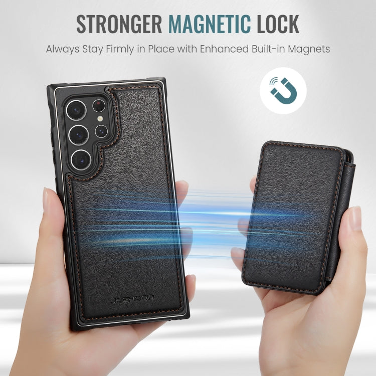Pour Samsung Galaxy S22 Ultra 5G JEEHOOD J05 Housse de téléphone en cuir avec style magnétique d'affaires et protection RFID (noir)
