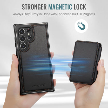 Pour Samsung Galaxy S22 Ultra 5G JEEHOOD J05 Housse de téléphone en cuir avec style magnétique d'affaires et protection RFID (noir)
