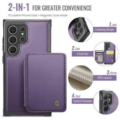 For Samsung Galaxy S22 Ultra 5G JEEHOOD J05 Business Magnetic Style RFID Leather Phone Case(Purple)