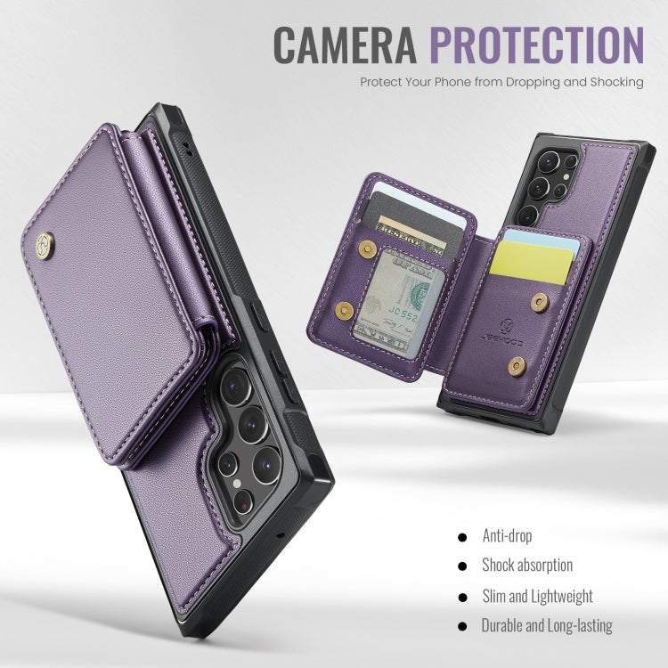 For Samsung Galaxy S22 Ultra 5G JEEHOOD J05 Business Magnetic Style RFID Leather Phone Case(Purple)
