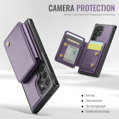 For Samsung Galaxy S22 Ultra 5G JEEHOOD J05 Business Magnetic Style RFID Leather Phone Case(Purple)