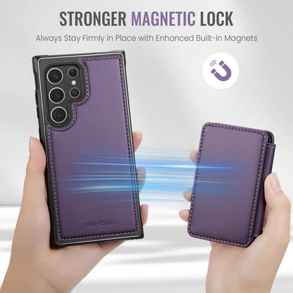 For Samsung Galaxy S22 Ultra 5G JEEHOOD J05 Business Magnetic Style RFID Leather Phone Case(Purple)