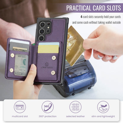 For Samsung Galaxy S22 Ultra 5G JEEHOOD J05 Business Magnetic Style RFID Leather Phone Case(Purple)