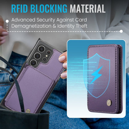 For Samsung Galaxy S22 Ultra 5G JEEHOOD J05 Business Magnetic Style RFID Leather Phone Case(Purple)