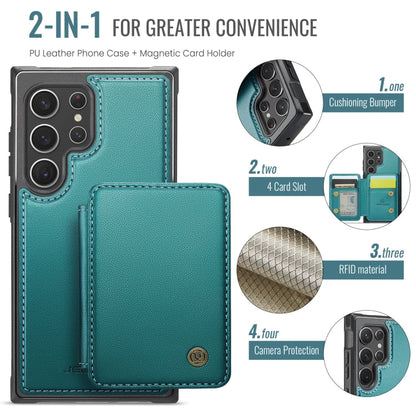 For Samsung Galaxy S22 Ultra 5G JEEHOOD J05 Business Magnetic Style RFID Leather Phone Case(Blue Green)