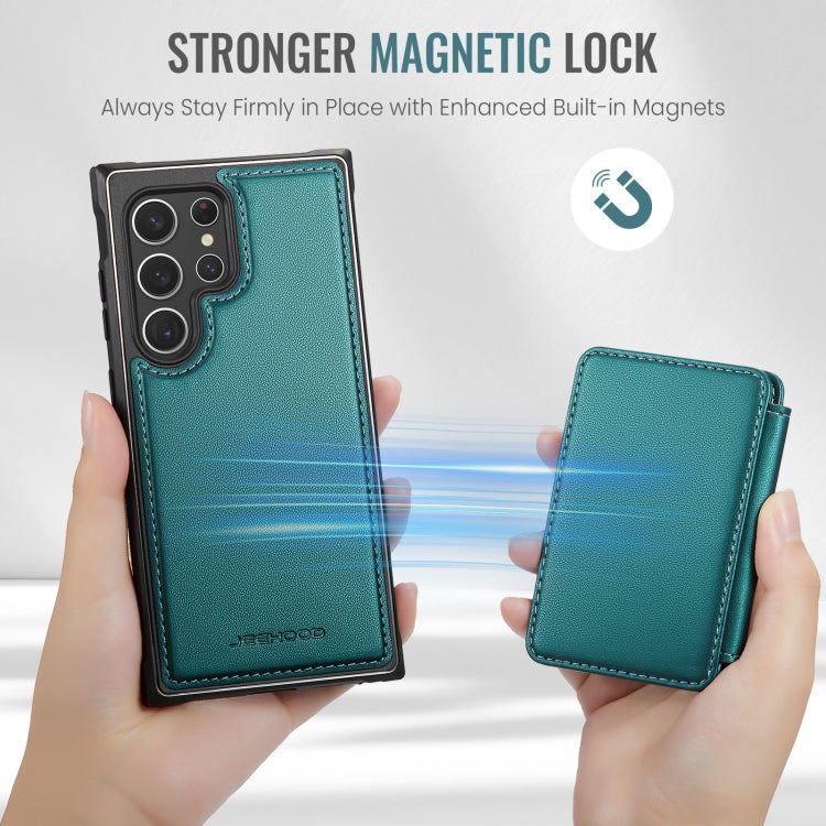 For Samsung Galaxy S22 Ultra 5G JEEHOOD J05 Business Magnetic Style RFID Leather Phone Case(Blue Green)