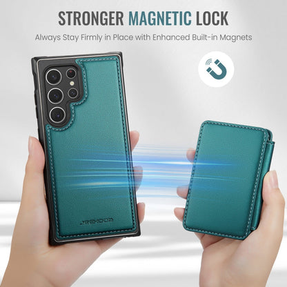 For Samsung Galaxy S22 Ultra 5G JEEHOOD J05 Business Magnetic Style RFID Leather Phone Case(Blue Green)