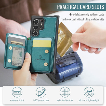 For Samsung Galaxy S22 Ultra 5G JEEHOOD J05 Business Magnetic Style RFID Leather Phone Case(Blue Green)