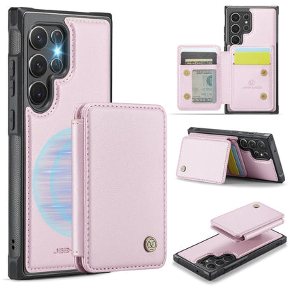 For Samsung Galaxy S22 Ultra 5G JEEHOOD J05 Business Magnetic Style RFID Leather Phone Case(Pink)
