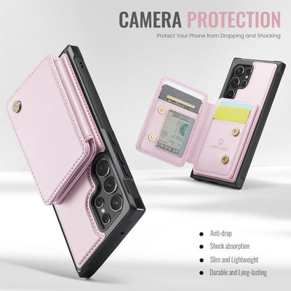 For Samsung Galaxy S22 Ultra 5G JEEHOOD J05 Business Magnetic Style RFID Leather Phone Case(Pink)