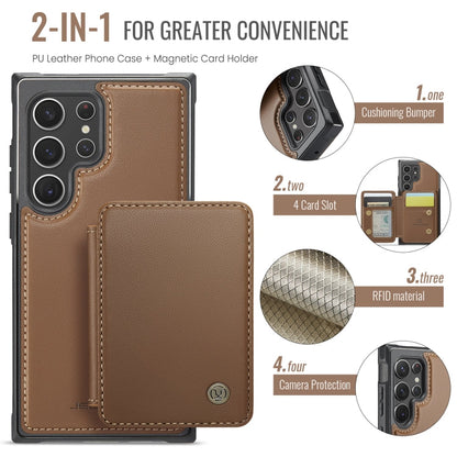 For Samsung Galaxy S22 Ultra 5G JEEHOOD J05 Business Magnetic Style RFID Leather Phone Case(Brown)