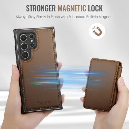 For Samsung Galaxy S22 Ultra 5G JEEHOOD J05 Business Magnetic Style RFID Leather Phone Case(Brown)