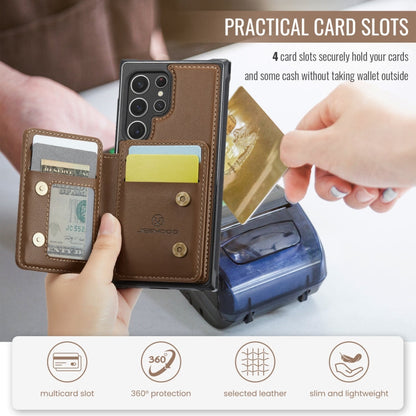 For Samsung Galaxy S22 Ultra 5G JEEHOOD J05 Business Magnetic Style RFID Leather Phone Case(Brown)