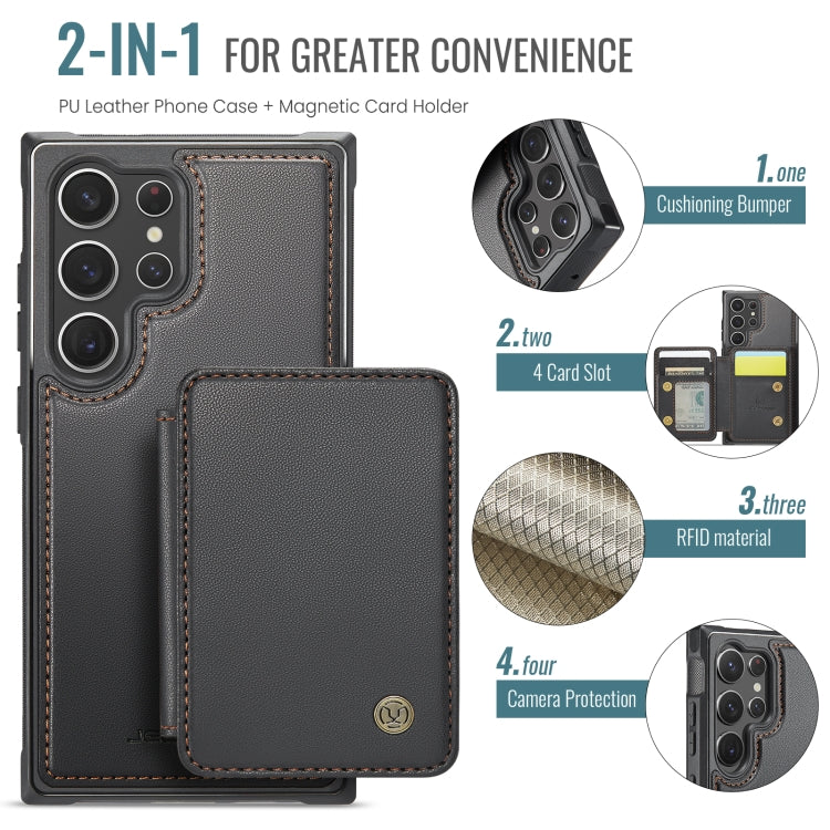 For Samsung Galaxy S23 Ultra 5G JEEHOOD J05 Business Magnetic Style RFID Leather Phone Case(Black)
