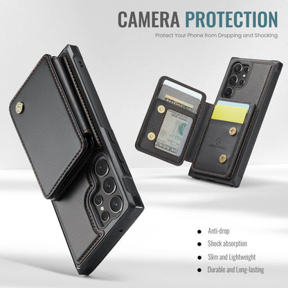 For Samsung Galaxy S23 Ultra 5G JEEHOOD J05 Business Magnetic Style RFID Leather Phone Case(Black)