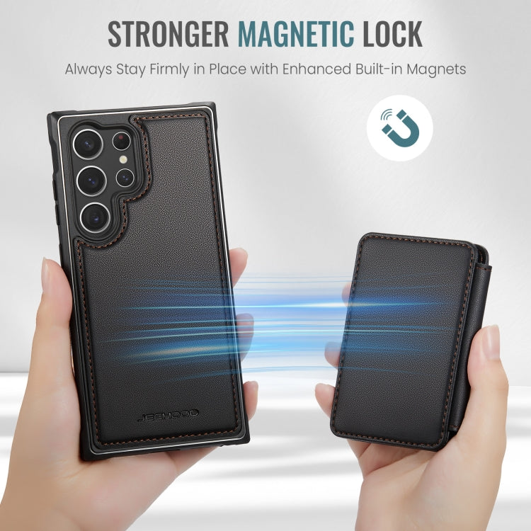 For Samsung Galaxy S23 Ultra 5G JEEHOOD J05 Business Magnetic Style RFID Leather Phone Case(Black)