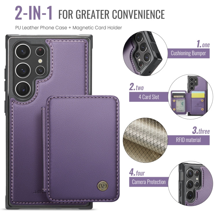 Pour Samsung Galaxy S23 Ultra 5G Étui de téléphone en cuir JEEHOOD J05 style affaires magnétique RFID (violet)