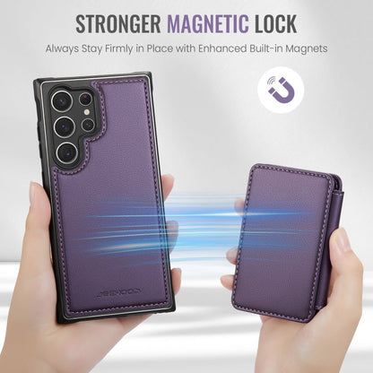 Pour Samsung Galaxy S23 Ultra 5G Étui de téléphone en cuir JEEHOOD J05 style affaires magnétique RFID (violet)