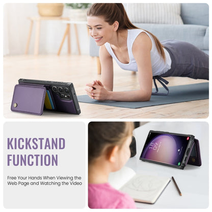 Pour Samsung Galaxy S23 Ultra 5G Étui de téléphone en cuir JEEHOOD J05 style affaires magnétique RFID (violet)