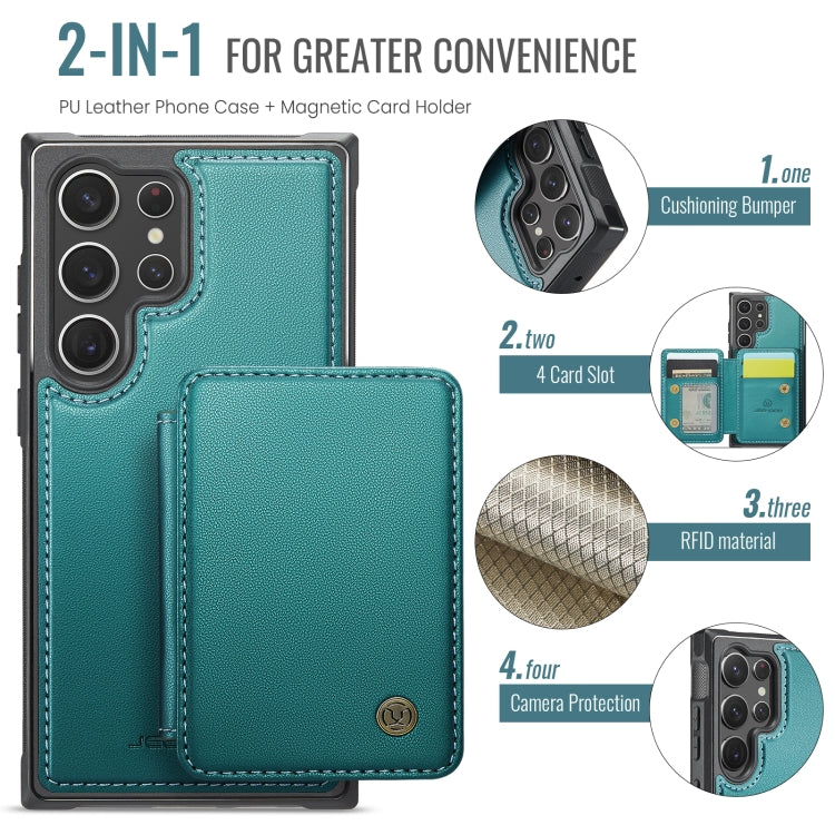 For Samsung Galaxy S23 Ultra 5G JEEHOOD J05 Business Magnetic Style RFID Leather Phone Case(Blue Green)