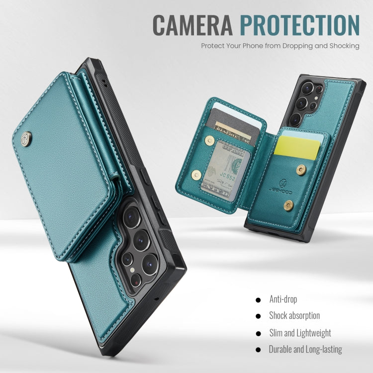 For Samsung Galaxy S23 Ultra 5G JEEHOOD J05 Business Magnetic Style RFID Leather Phone Case(Blue Green)