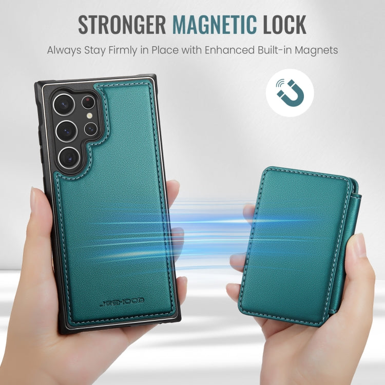 For Samsung Galaxy S23 Ultra 5G JEEHOOD J05 Business Magnetic Style RFID Leather Phone Case(Blue Green)