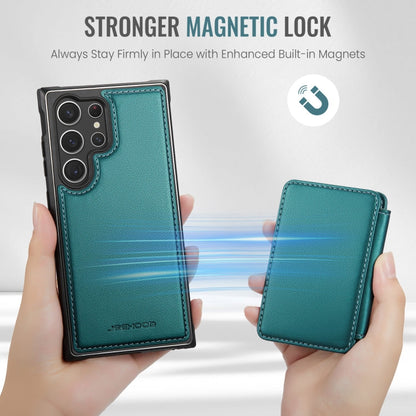 For Samsung Galaxy S23 Ultra 5G JEEHOOD J05 Business Magnetic Style RFID Leather Phone Case(Blue Green)