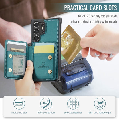 For Samsung Galaxy S23 Ultra 5G JEEHOOD J05 Business Magnetic Style RFID Leather Phone Case(Blue Green)