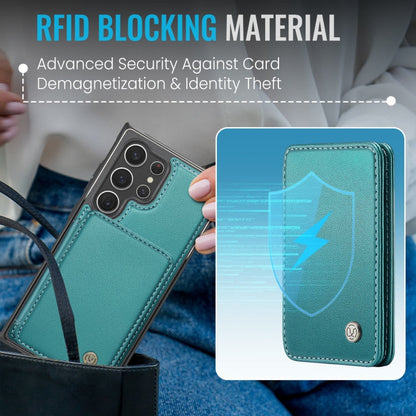 For Samsung Galaxy S23 Ultra 5G JEEHOOD J05 Business Magnetic Style RFID Leather Phone Case(Blue Green)