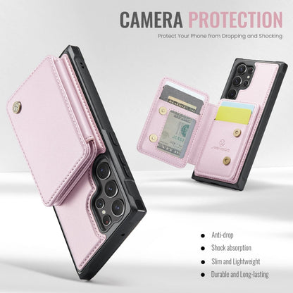 Pour Samsung Galaxy S23 Ultra 5G Étui de téléphone en cuir JEEHOOD J05 style professionnel magnétique RFID (rose)