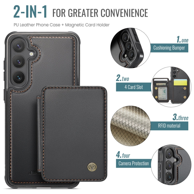 For Samsung Galaxy S24 5G JEEHOOD J05 Business Magnetic Style RFID Leather Phone Case(Black)
