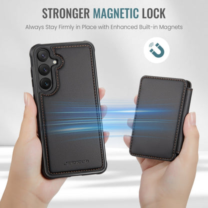 For Samsung Galaxy S24 5G JEEHOOD J05 Business Magnetic Style RFID Leather Phone Case(Black)