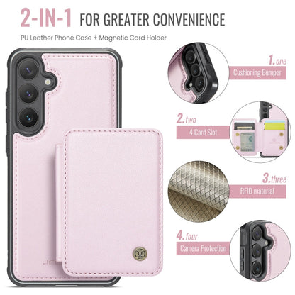 Pour Samsung Galaxy S24 5G Étui de téléphone en cuir JEEHOOD J05 style professionnel magnétique RFID (rose)