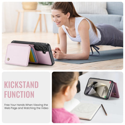 Pour Samsung Galaxy S24 5G Étui de téléphone en cuir JEEHOOD J05 style professionnel magnétique RFID (rose)