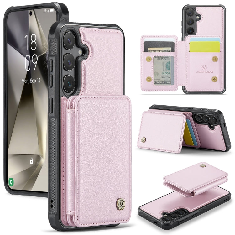 Pour Samsung Galaxy S24 5G Étui de téléphone en cuir JEEHOOD J05 style professionnel magnétique RFID (rose)
